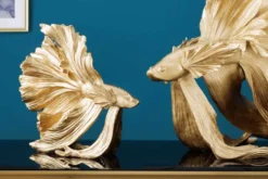 Design Deko Figur Kampffisch CROWNTAIL 35cm gold Betta Fisch Skulptur
