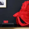 Design Deko Figur Kampffisch CROWNTAIL 65cm rot Betta Fisch Skulptur
