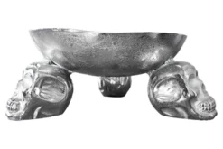 Design Deko-Schale SKULL 35cm silber Aluminium Totenkopf