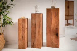 Design Deko Säule 3er Set MAKASSAR 80cm Mangoholz Handarbeit