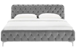 Design Doppelbett MODERN BAROCK 180x200cm grau Samt Chesterfield