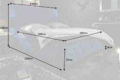 Design Doppelbett PARIS 180x200cm dunkelblau Samt Chesterfield