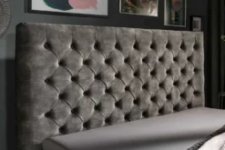 Design Doppelbett PARIS 160x200cm grau Samt Chesterfield Polsterbett