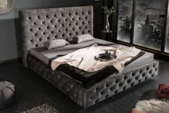 Design Doppelbett PARIS 160x200cm grau Samt Chesterfield Polsterbett