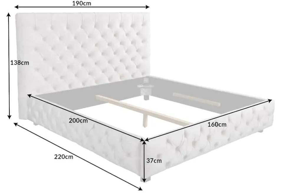 Design Doppelbett PARIS 160x200cm grau Samt Chesterfield Polsterbett