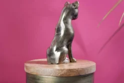 Design Dose PANTHER 20cm gold natur Mangoholz Panther-Figur Metall Dekoration