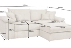 Design Ecksofa ATMOSPHERE XL 245cm champagner beige Cord Federkern inkl. Kissen