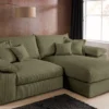 Design Ecksofa ATMOSPHERE XL 245cm grün Cord Federkern inkl. Kissen