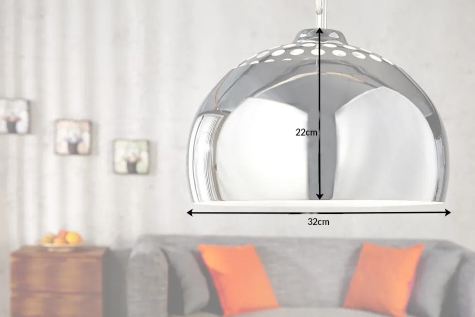 Designer Hängelampe CHROME BALL 32cm chrom Pendelleuchte Modern Design