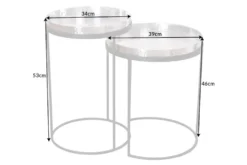 Design 2er Set Beistelltisch ELEMENTS 55cm silber Hammerschlag handmade rund