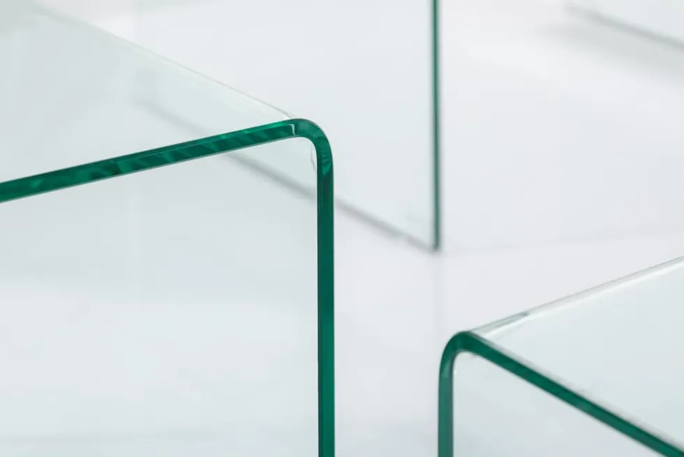 Design 3er Set Glas Couchtisch FANTOME 60cm Beistelltische transparent