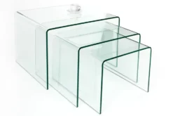 Design 3er Set Glas Couchtisch FANTOME 60cm Beistelltische transparent