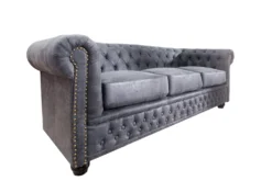 Design 3er Sofa CHESTERFIELD 200cm antik grau Federkern 3-Sitzer Loungesofa