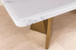Design Esstisch EXTRAVAGANCIA 200cm weiß Marmor Metall brushed champagner gold