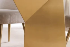 Design Esstisch EXTRAVAGANCIA 200cm weiß Marmor Metall brushed champagner gold