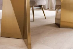Design Esstisch EXTRAVAGANCIA 200cm weiß Marmor Metall brushed champagner gold