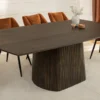 Design Esstisch GRAND 200cm dunkelbraun Mangoholz Bootsform mit Sockel