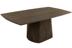 Design Esstisch GRAND 200cm dunkelbraun Mangoholz Bootsform mit Sockel