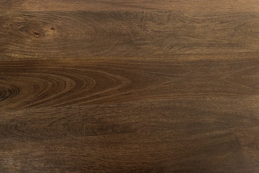 Design Esstisch GRAND 200cm dunkelbraun Mangoholz Bootsform mit Sockel