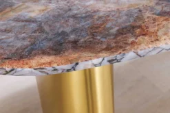 Design Esstisch ORGANIC 200cm grau weiß braun Naturstein Marmor Metall brushed gold