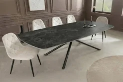 Design Esstisch OSAKA 160cm anthrazit Keramik schwarz Sterngestell Metall