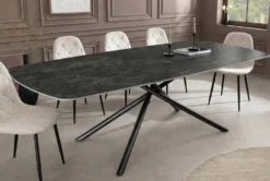 Design Esstisch OSAKA 160cm anthrazit Keramik schwarz Sterngestell Metall