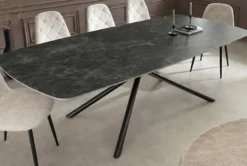 Design Esstisch OSAKA 200cm anthrazit Keramik schwarz Sterngestell Metall