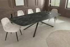 Design Esstisch OSAKA 200cm anthrazit Keramik schwarz Sterngestell Metall