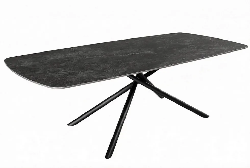 Design Esstisch OSAKA 200cm anthrazit Keramik schwarz Sterngestell Metall
