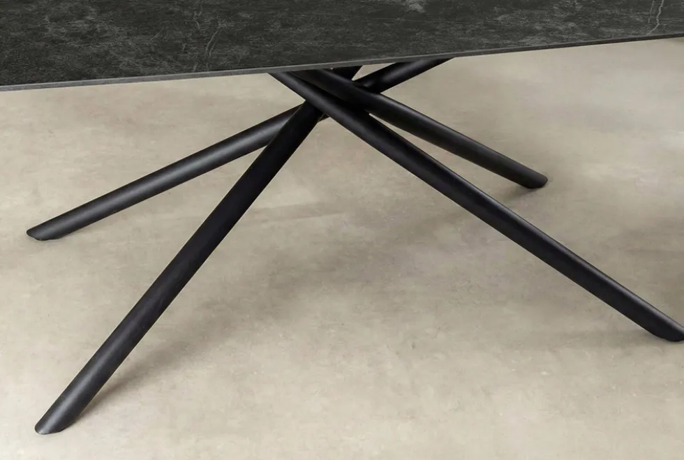 Design Esstisch OSAKA 200cm anthrazit Keramik schwarz Sterngestell Metall