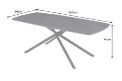 Design Esstisch OSAKA 200cm anthrazit Keramik schwarz Sterngestell Metall