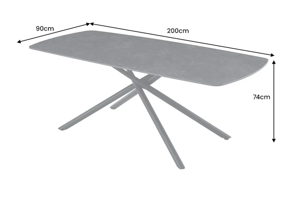 Design Esstisch OSAKA 200cm anthrazit Keramik schwarz Sterngestell Metall