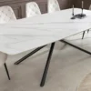 Design Esstisch OSAKA 200cm weiß Keramik schwarz Sterngestell Metall