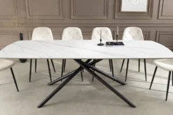 Design Esstisch OSAKA 200cm weiß Keramik schwarz Sterngestell Metall