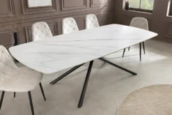 Design Esstisch OSAKA 200cm weiß Keramik schwarz Sterngestell Metall