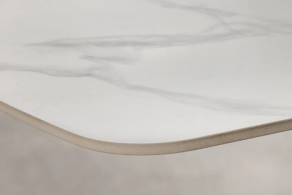 Design Esstisch OSAKA 160cm weiß Keramik schwarz Sterngestell Metall