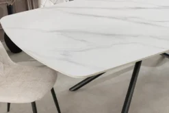 Design Esstisch OSAKA 160cm weiß Keramik schwarz Sterngestell Metall