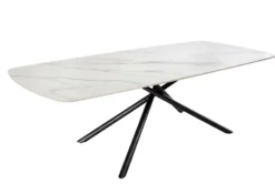 Design Esstisch OSAKA 160cm weiß Keramik schwarz Sterngestell Metall