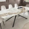 Design Esstisch OSAKA 160cm weiß schwarz Pandora Keramik Sterngestell Metall