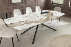 Design Esstisch OSAKA 160cm weiß schwarz Pandora Keramik Sterngestell Metall