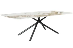 Design Esstisch OSAKA 160cm weiß schwarz Pandora Keramik Sterngestell Metall