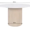 Design Esstisch TRES CHIC 140cm weiß Marmorplatte rund braun Mangoholz