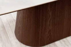 Design Esstisch UNIQUE 200cm weiß Walnuss Keramik Marmor Säulenfuß