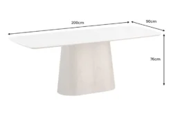 Design Esstisch UNIQUE 200cm weiß Walnuss Keramik Marmor Säulenfuß