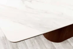 Design Esstisch UNIQUE 200cm weiß Walnuss Keramik Marmor Säulenfuß