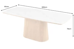 Design Esstisch UNIQUE 200cm weiß Eiche Keramik Marmor Säulenfuß