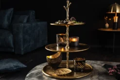 Design Etagere ABSTRACT 50cm gold Metall mit drei Etagen