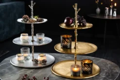 Design Etagere ABSTRACT 50cm gold Metall mit drei Etagen