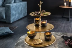 Design Etagere ABSTRACT 50cm gold Metall mit drei Etagen