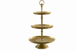 Design Etagere ORIENT 50cm gold im Wild Hammerschlag mit drei Etagen